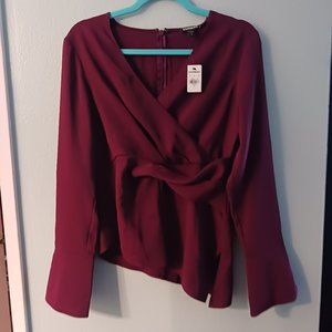 Red Asymetrical Blouse Express NWT (S)